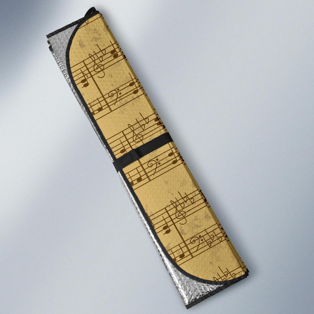 Music Note Vintage Themed Print Car Sun Shade For Windshield
