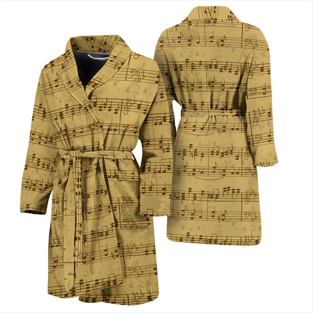 Music Note Vintage Themed Print Men Bath Robe-JTAMIGO.COM
