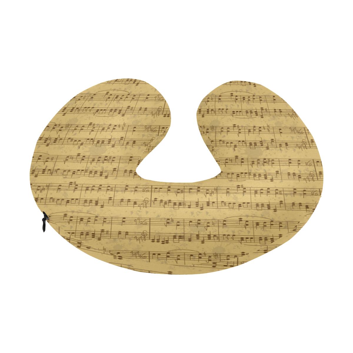 Music Note Vintage Themed Print U-Shaped Travel Neck Pillow-JTAMIGO.COM