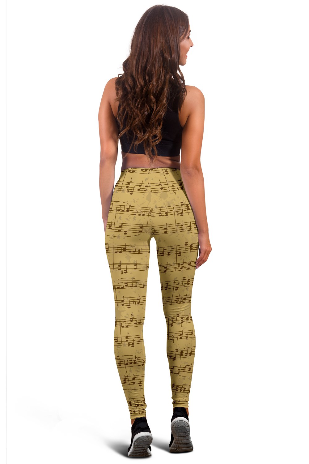 Music Note Vintage Themed Print Women Leggings