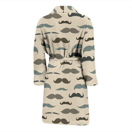 Mustache Pattern Print Design A01 Men Bathrobe-JORJUNE.COM