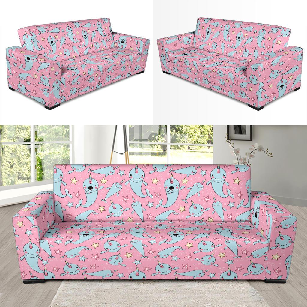 Narwhal Cartoon Cute Print Sofa Slipcover-JTAMIGO.COM