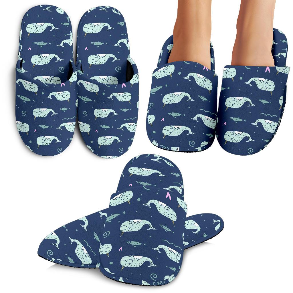 Narwhal Design Print House Slippers