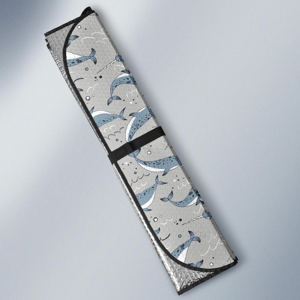 Narwhal Pattern Print Car Sun Shade For Windshield