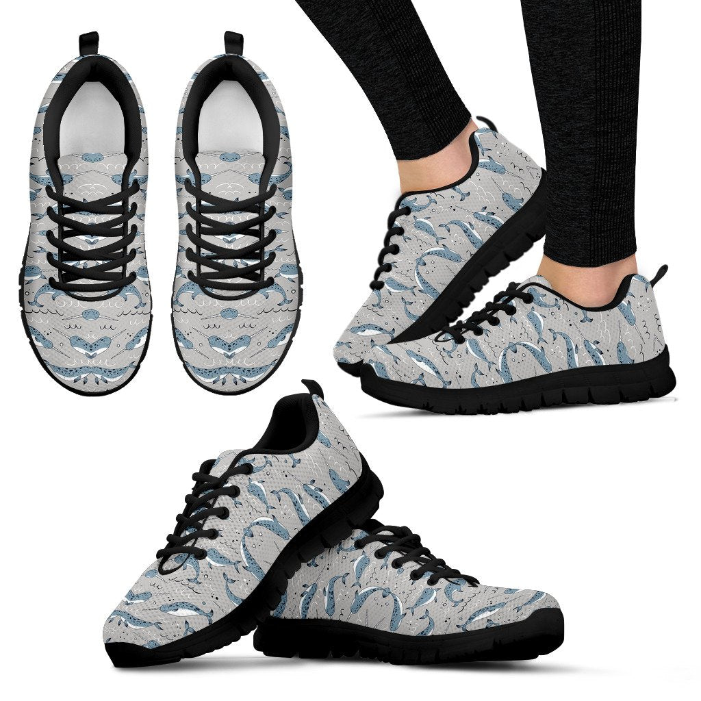 Narwhal Pattern Print Women Sneakers Shoes