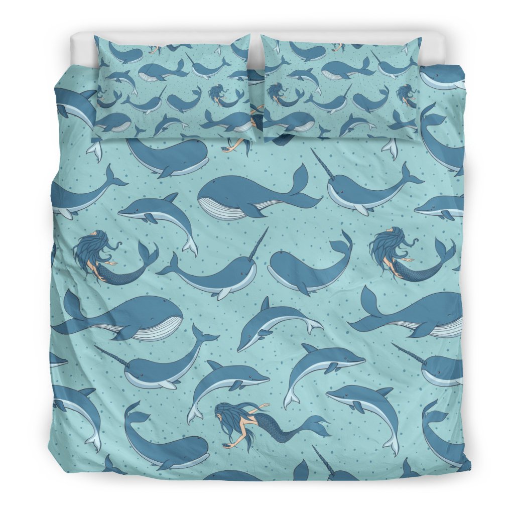 Narwhal Themed Print Duvet Cover Bedding Set
