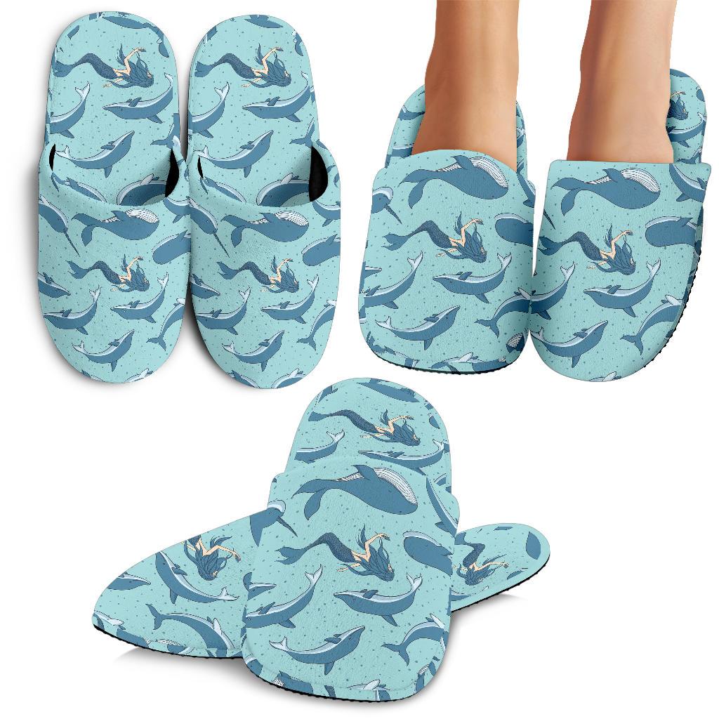 Narwhal Themed Print House Slippers