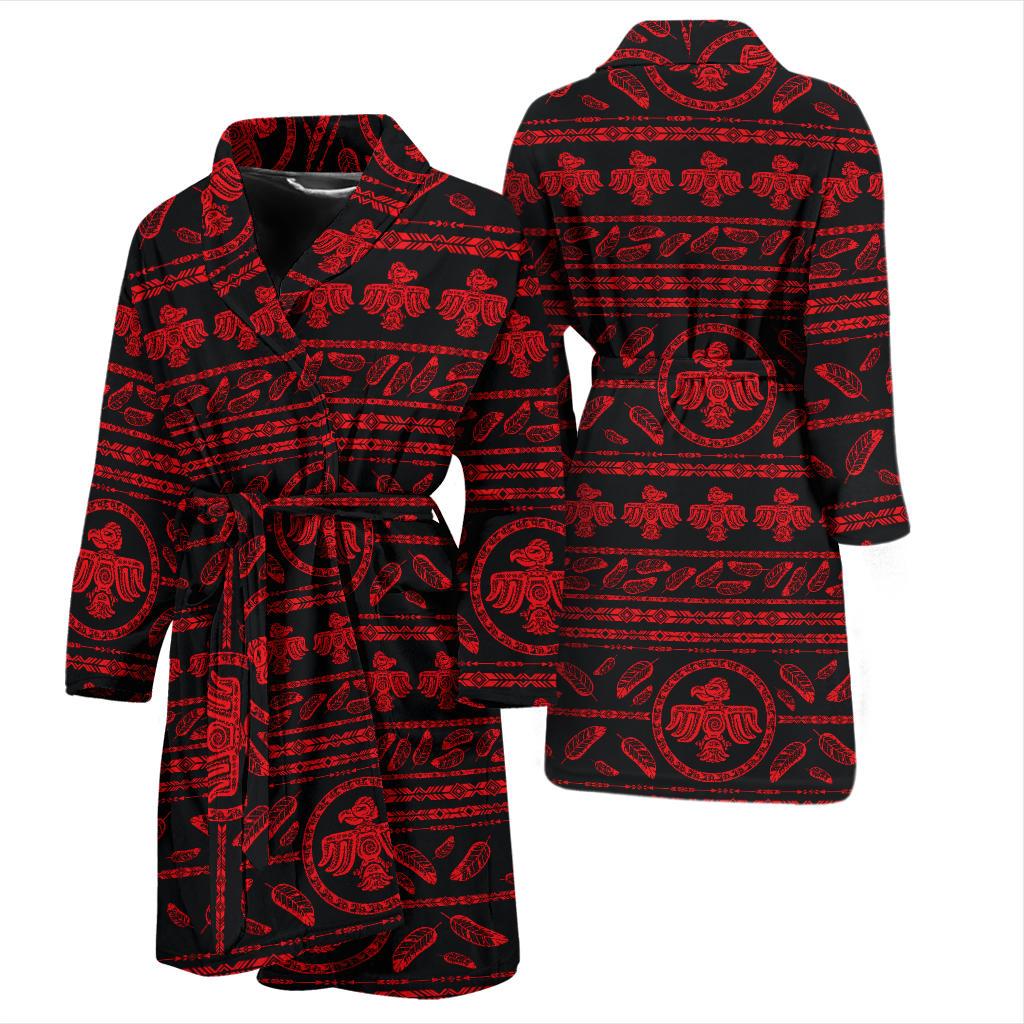 Native American Eagle Themed Print Men Bath Robe-JTAMIGO.COM