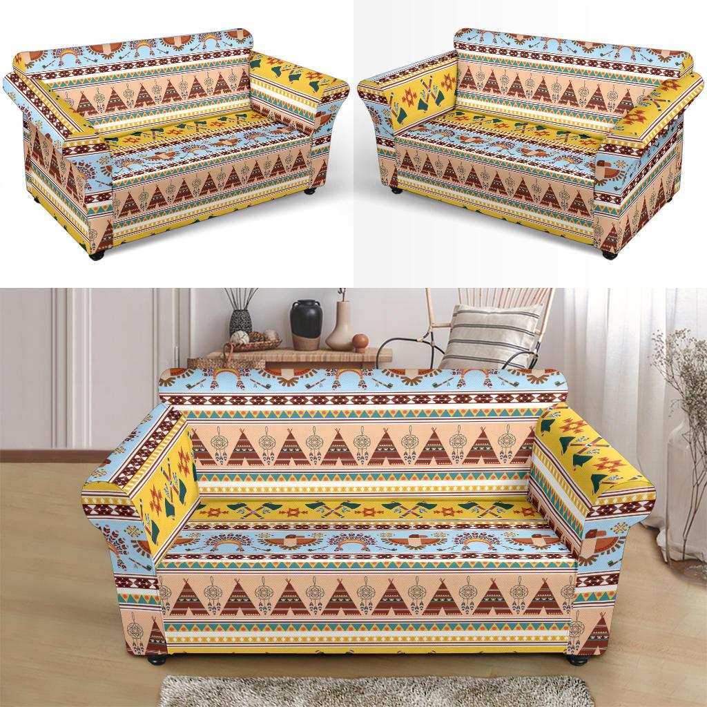 Native American Pattern Design Print Loveseat Slipcover-JTAMIGO.COM