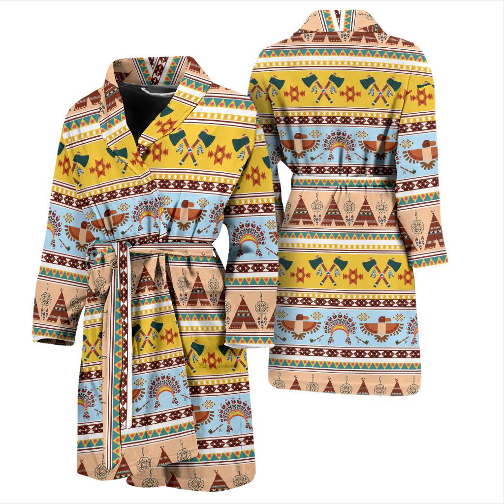 Native American Pattern Design Print Men Bath Robe-JTAMIGO.COM