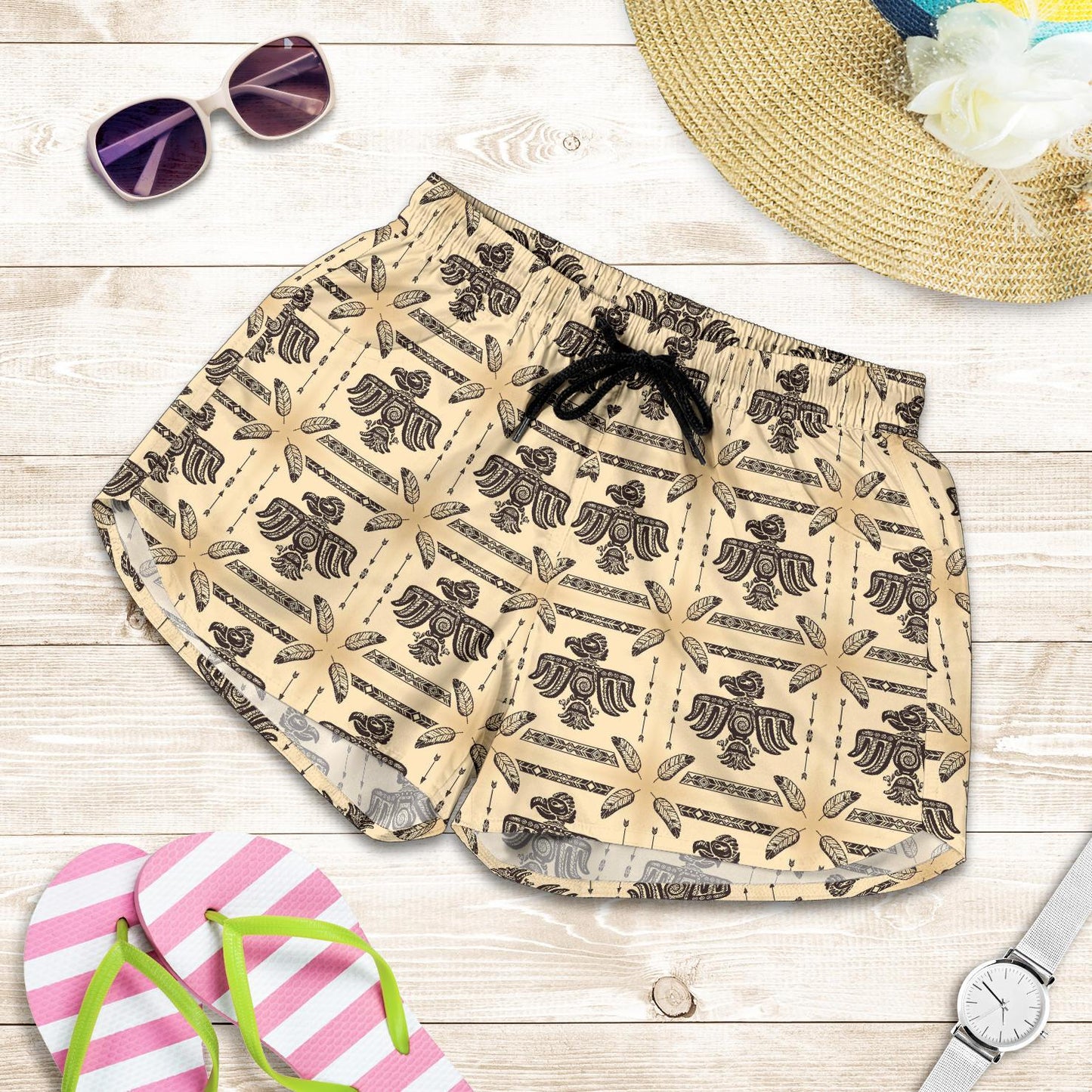 Native American Themed Design Print Women Shorts-JTAMIGO.COM