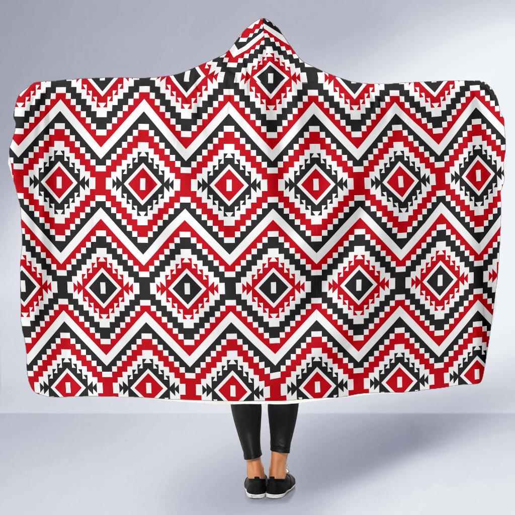 Native American Themed Tribal Print Hooded Blanket-JTAMIGO.COM