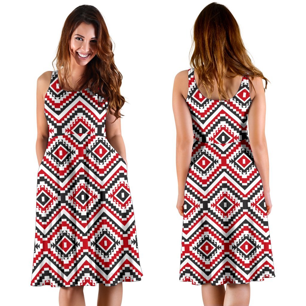 Native American Themed Tribal Print Sleeveless Dress