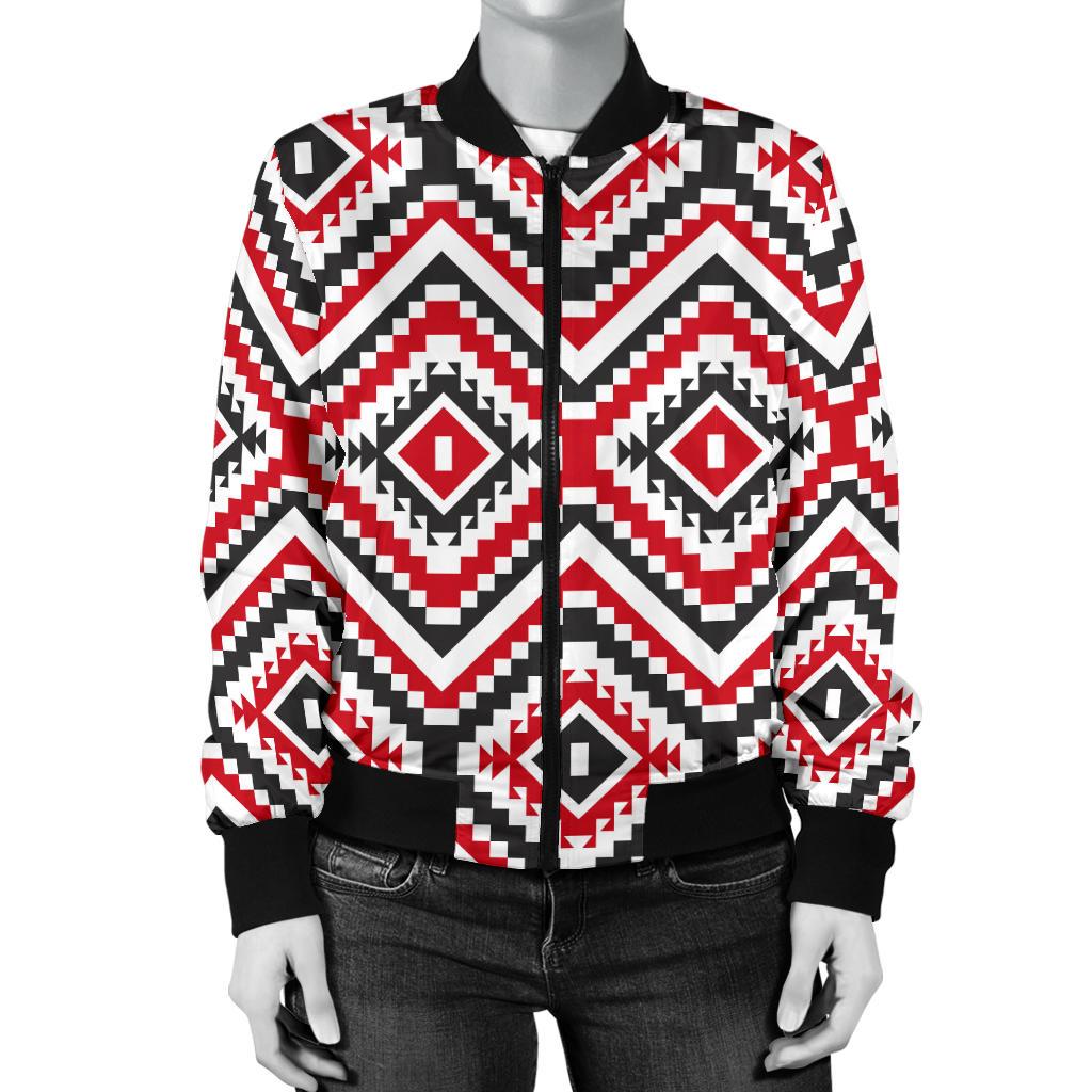Native American Themed Tribal Print Women Casual Bomber Jacket