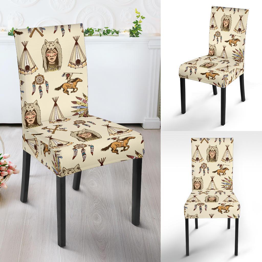 Native Indian Pattern Design Print Dining Chair Slipcover-JTAMIGO.COM