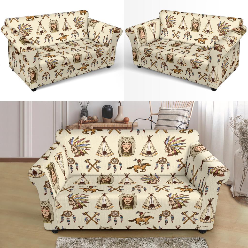 Native Indian Pattern Design Print Loveseat Slipcover-JTAMIGO.COM