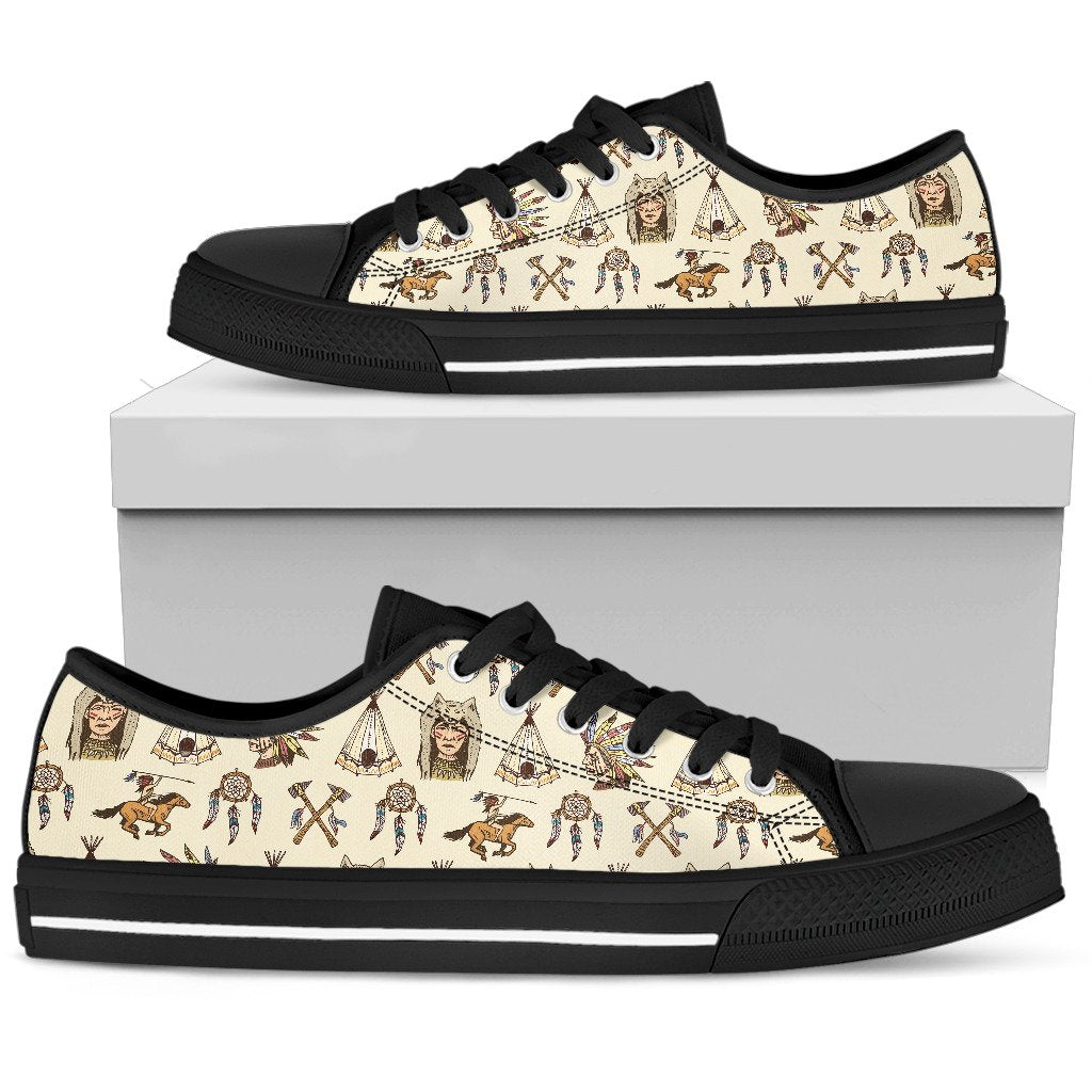 Native Indian Pattern Design Print Women Low Top Shoes-JTAMIGO.COM