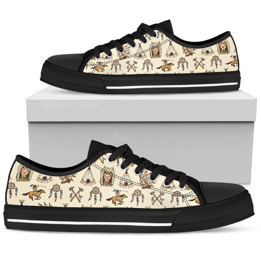 Native Indian Pattern Design Print Women Low Top Shoes-JTAMIGO.COM