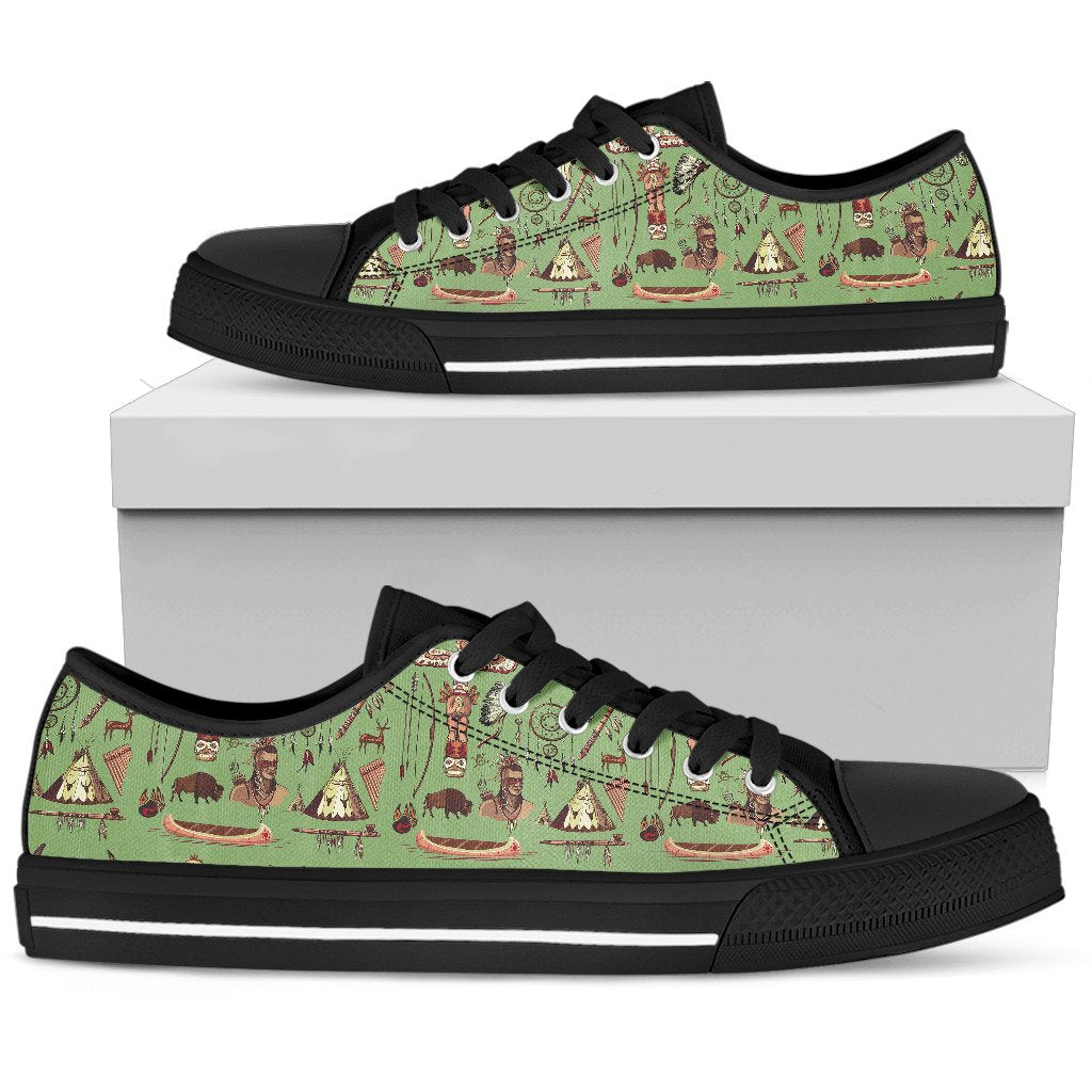 Native Indian Themed Design Print Women Low Top Shoes-JTAMIGO.COM