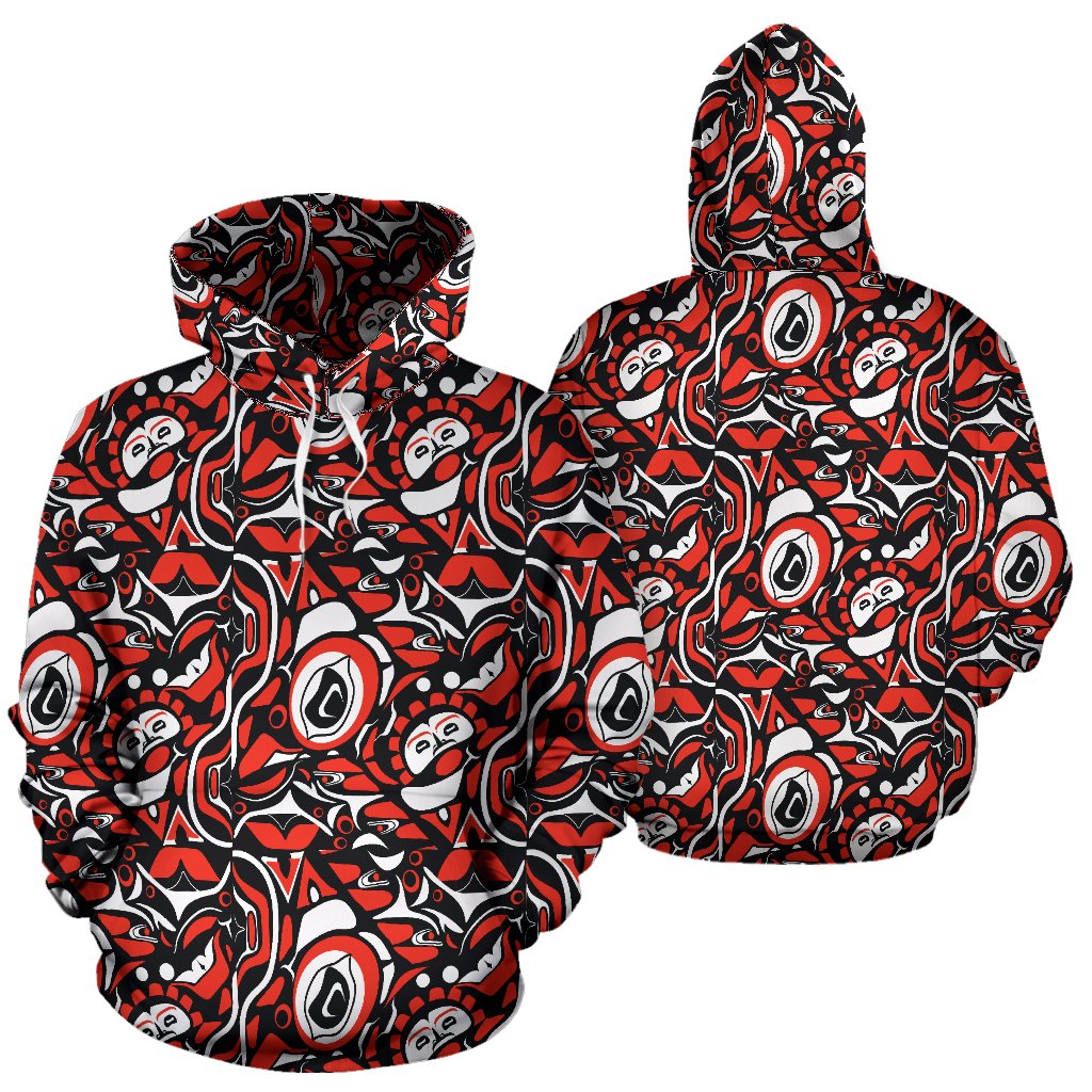 Native North American Themed Print Pullover Hoodie