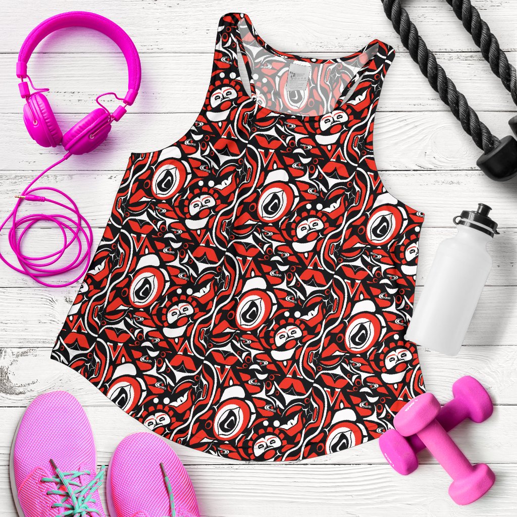 Native North American Themed Print Women Racerback Tank Top