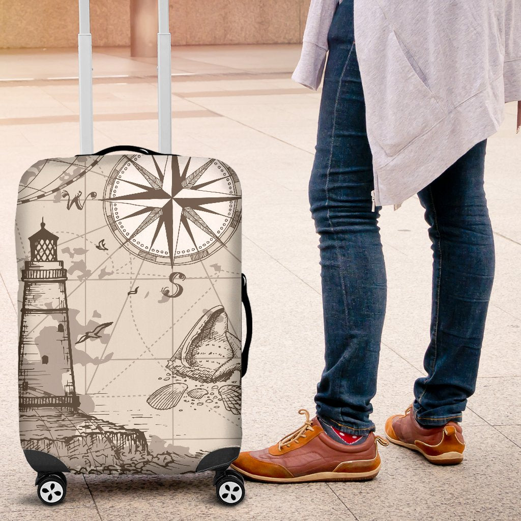 Nautical Map Design Themed Print Luggage Cover Protector