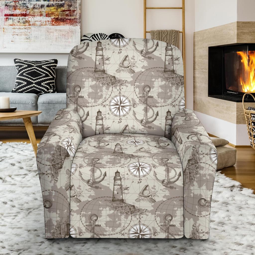 Nautical Map Design Themed Print Single Sofa Slipcover -JTAMIGO.COM