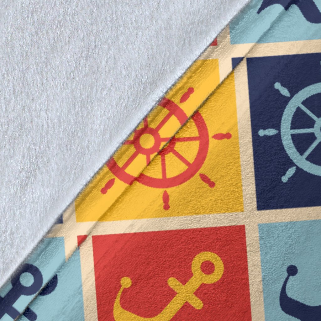 Nautical Pattern Design Themed Print Fleece Blanket