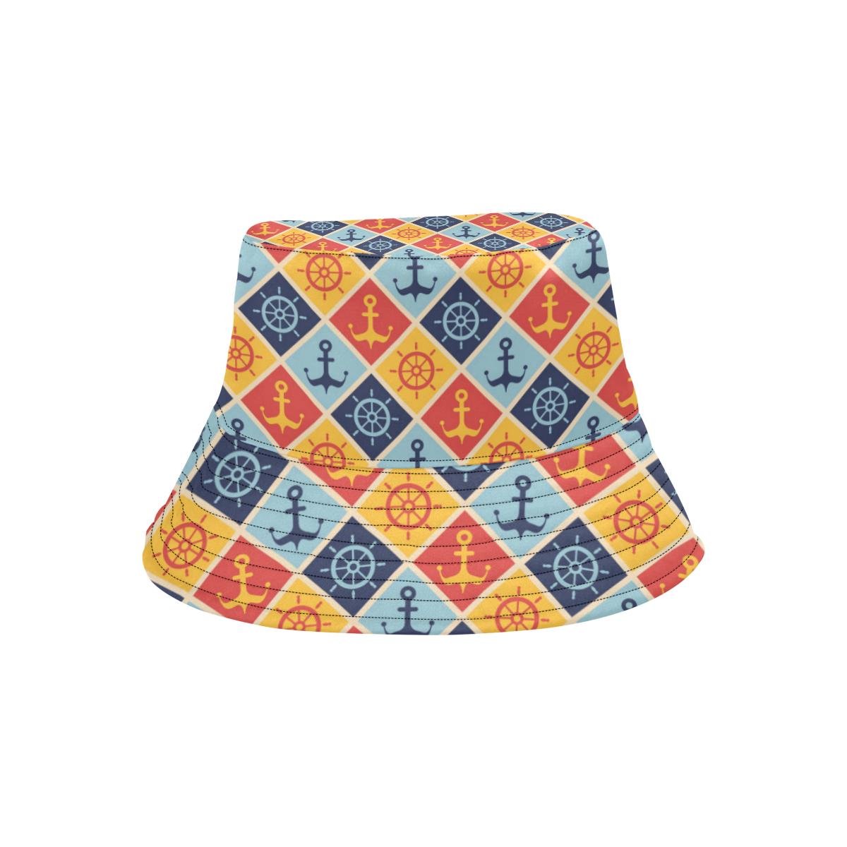 Nautical Pattern Design Themed Print Unisex Bucket Hat