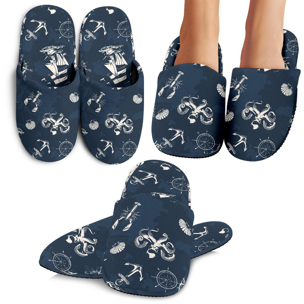 Nautical Sea Themed Print House Slippers