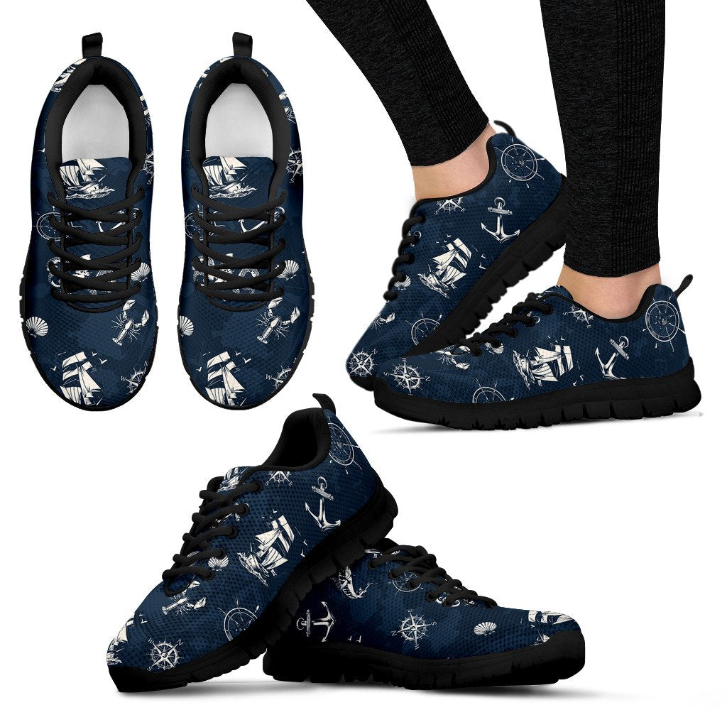 Nautical Sea Themed Print Women Sneakers Shoes