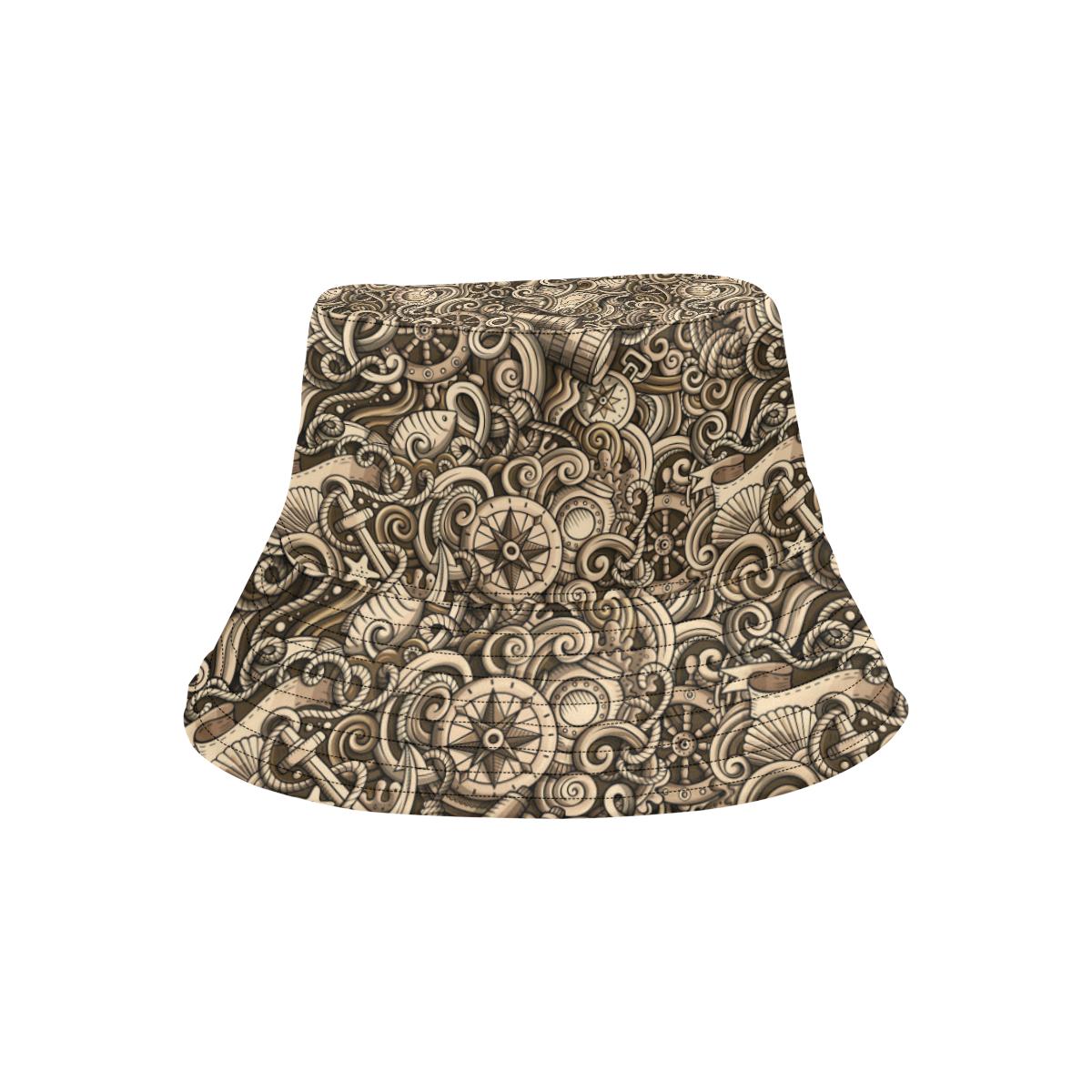 Nautical Tattoo Design Themed Print Unisex Bucket Hat