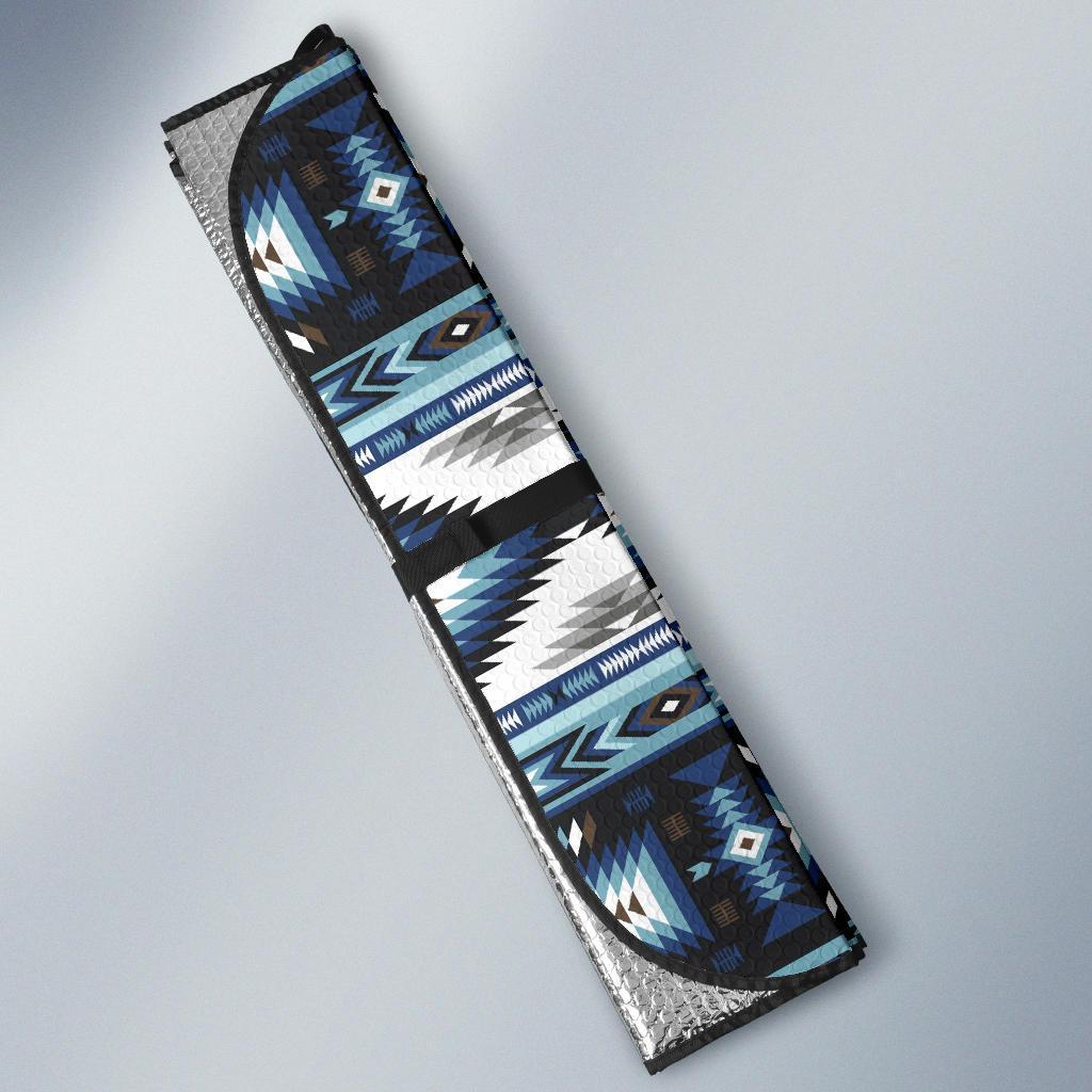 Navajo Dark Blue Print Pattern Car Sun Shade For Windshield
