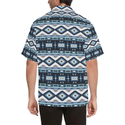 Navajo Dark Blue Print Pattern Men Aloha Hawaiian Shirt