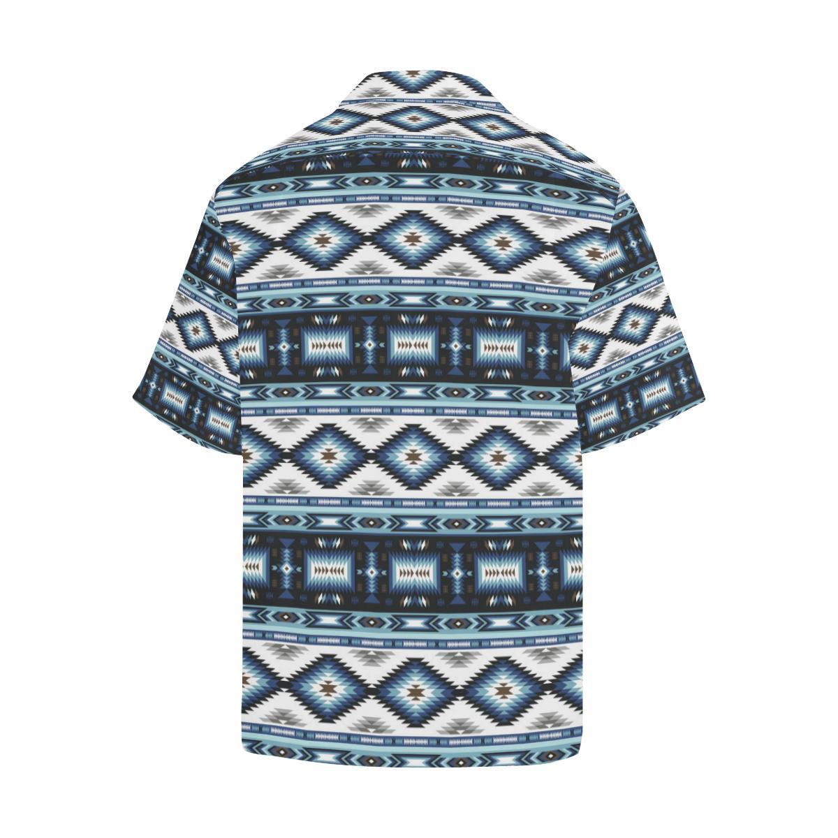 Navajo Dark Blue Print Pattern Men Aloha Hawaiian Shirt