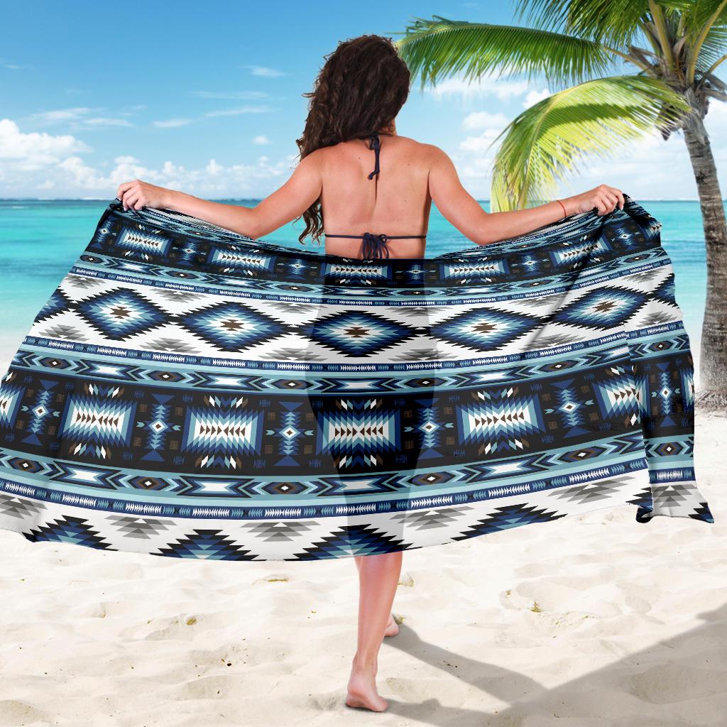 Navajo Dark Blue Print Pattern Sarong Pareo Wrap