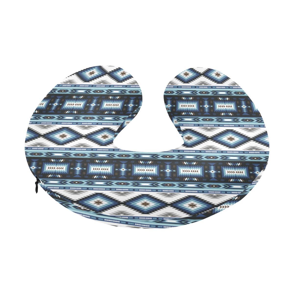 Navajo Dark Blue Print Pattern U-Shaped Travel Neck Pillow-JTAMIGO.COM