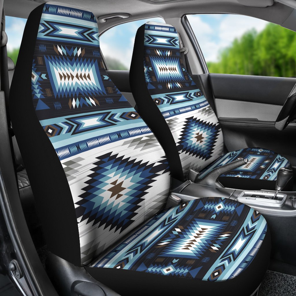 Navajo Dark Blue Print Pattern Universal Fit Car Seat Covers