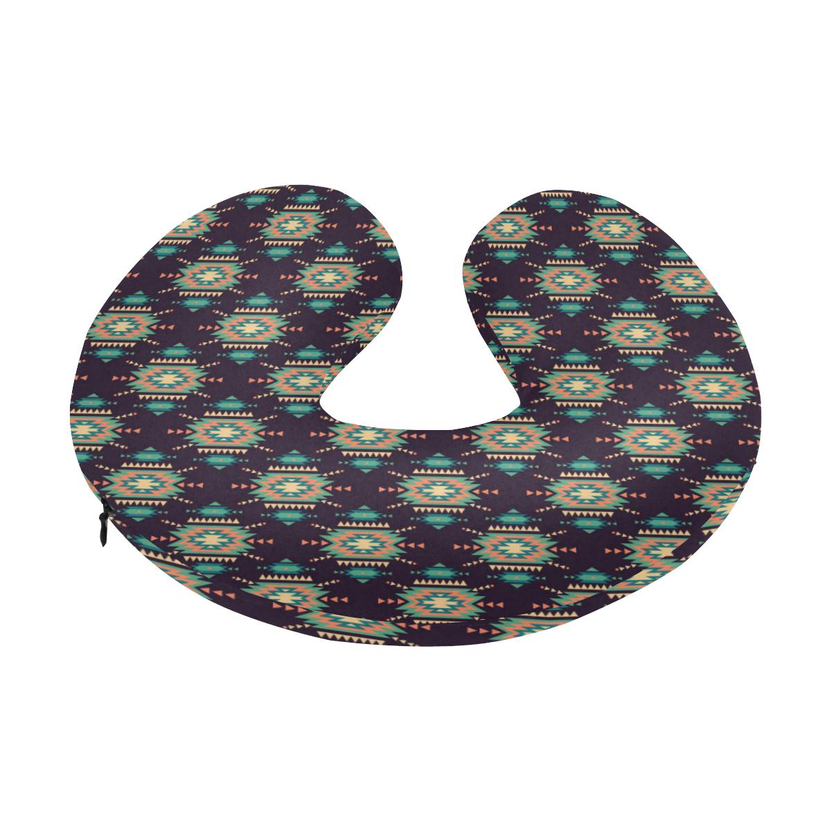 Navajo Geometric Style Print Pattern U-Shaped Travel Neck Pillow-JTAMIGO.COM