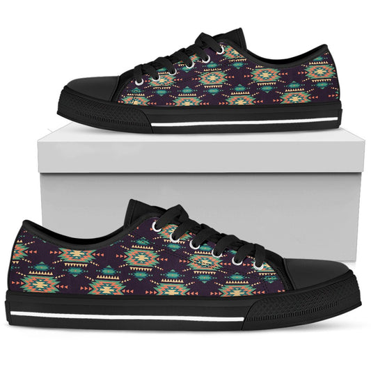 Navajo Geometric Style Print Pattern Women Low Top Shoes-JTAMIGO.COM