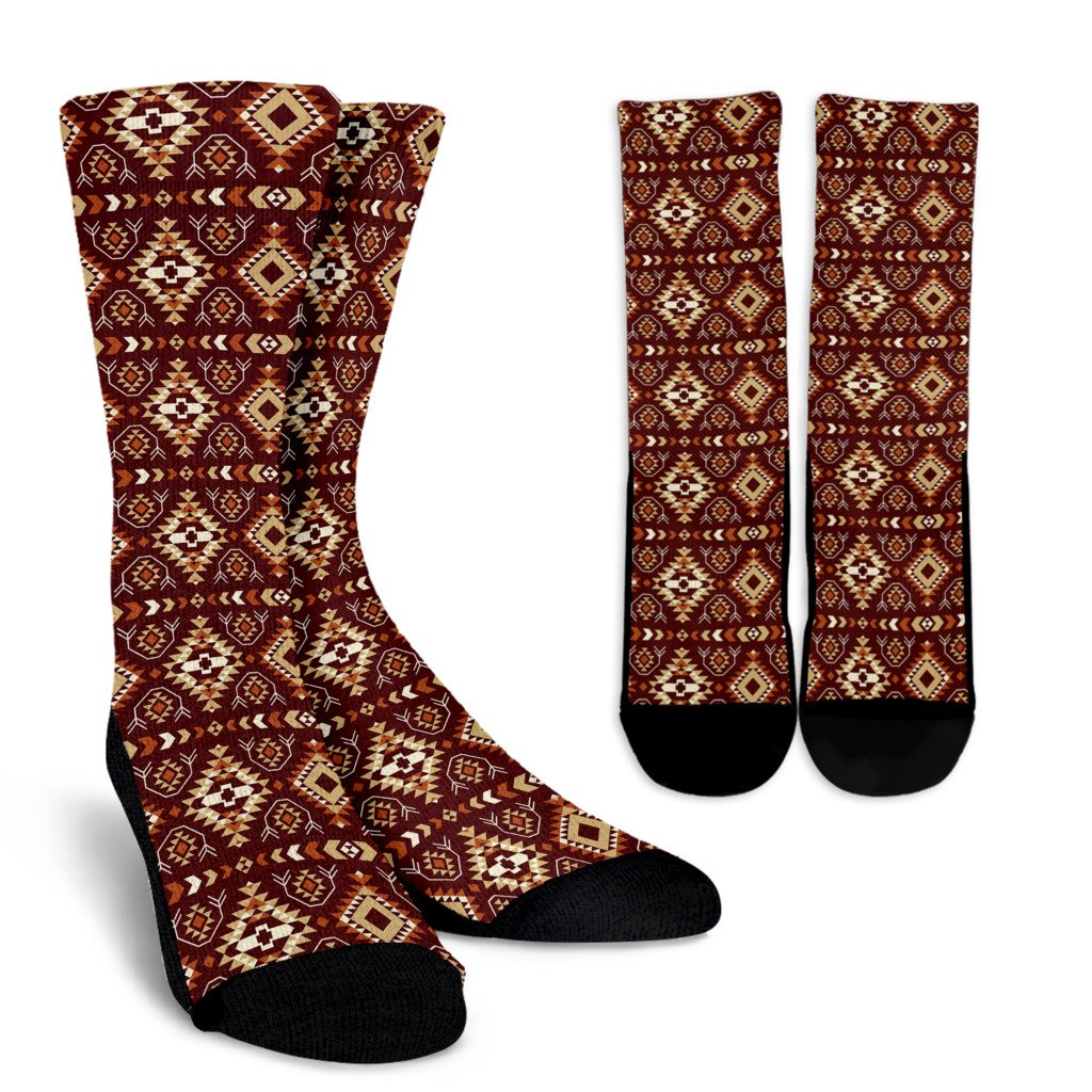 Navajo Native Color Print Pattern Crew Socks
