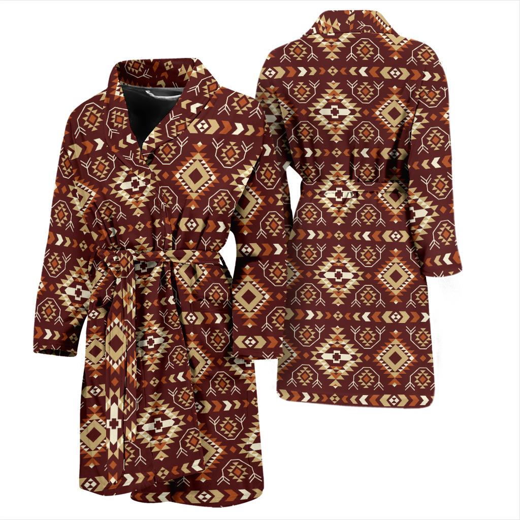 Navajo Native Color Print Pattern Men Bath Robe-JTAMIGO.COM