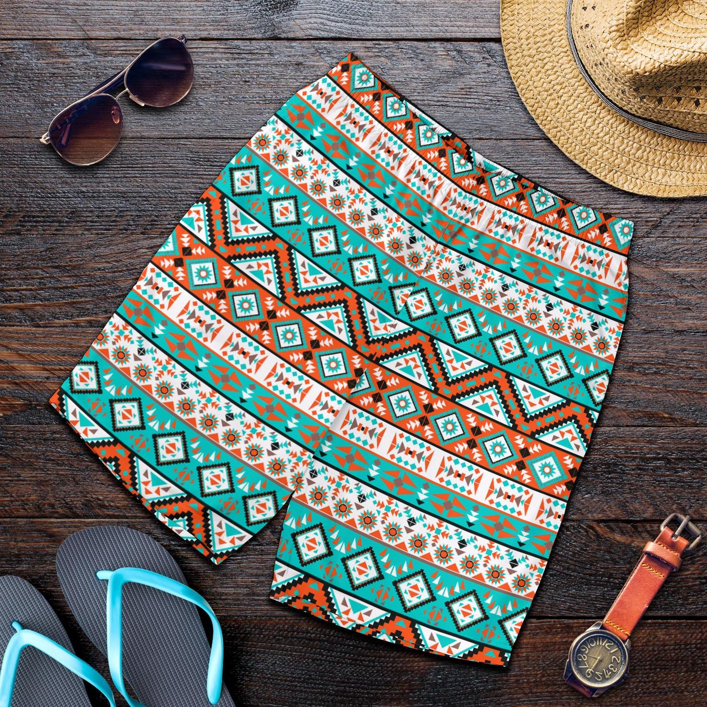 Navajo Style Print Pattern Mens Shorts-JTAMIGO.COM