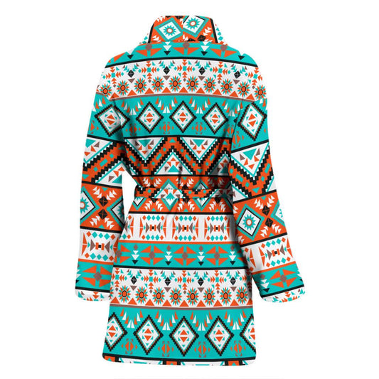 Navajo Style Print Pattern Women Bath Robe-JTAMIGO.COM