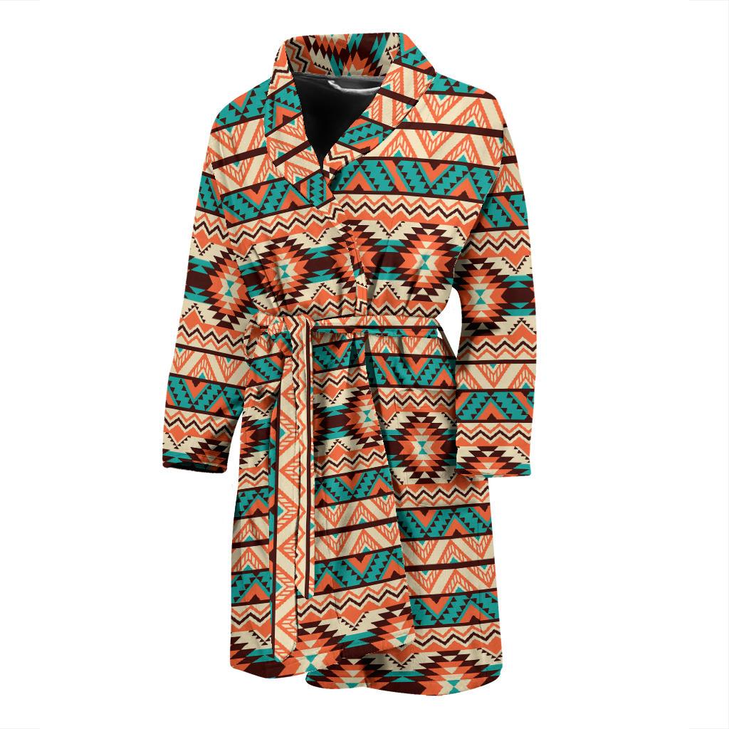 Navajo Western Style Print Pattern Men Bath Robe-JTAMIGO.COM