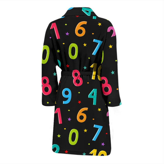 Number Pattern Print Design A04 Men Bathrobe-JORJUNE.COM