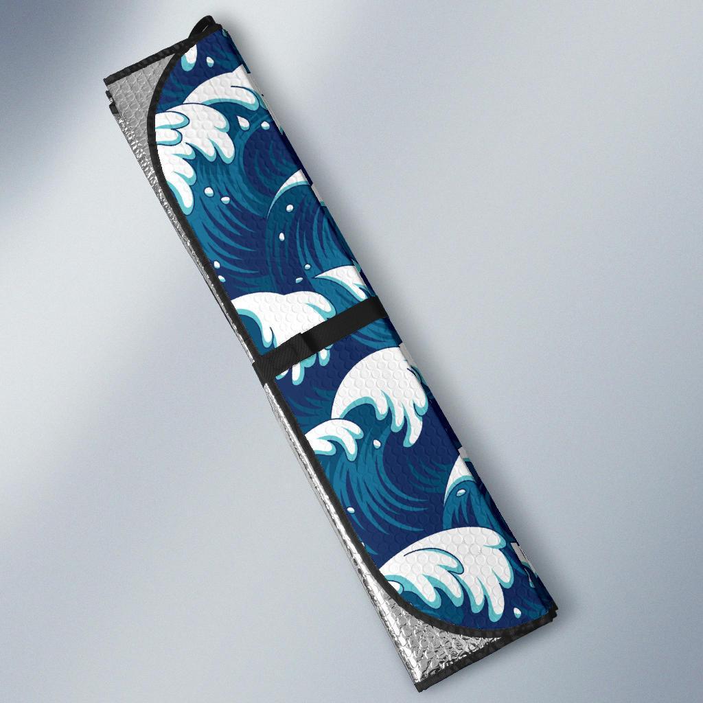 Ocean Wave Pattern Print Car Sun Shade For Windshield