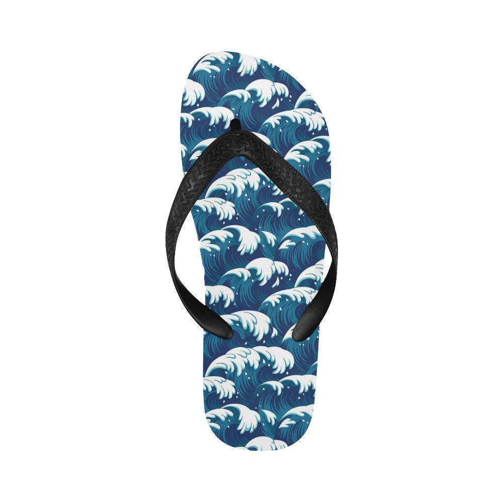Ocean Wave Pattern Print Flip Flops-JTAMIGO.COM