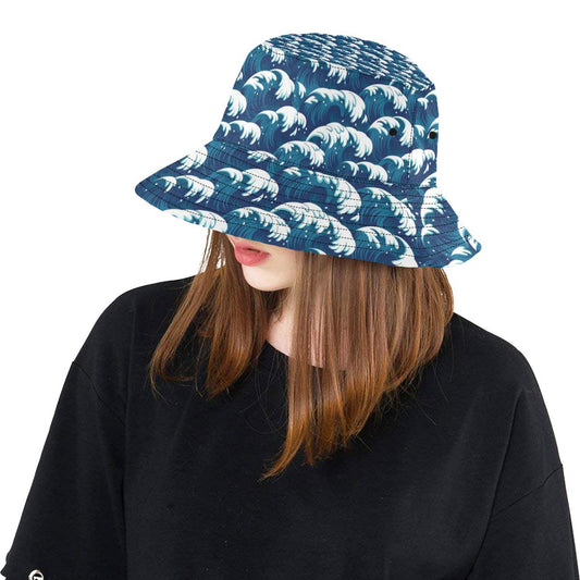 Ocean Wave Pattern Print Unisex Bucket Hat