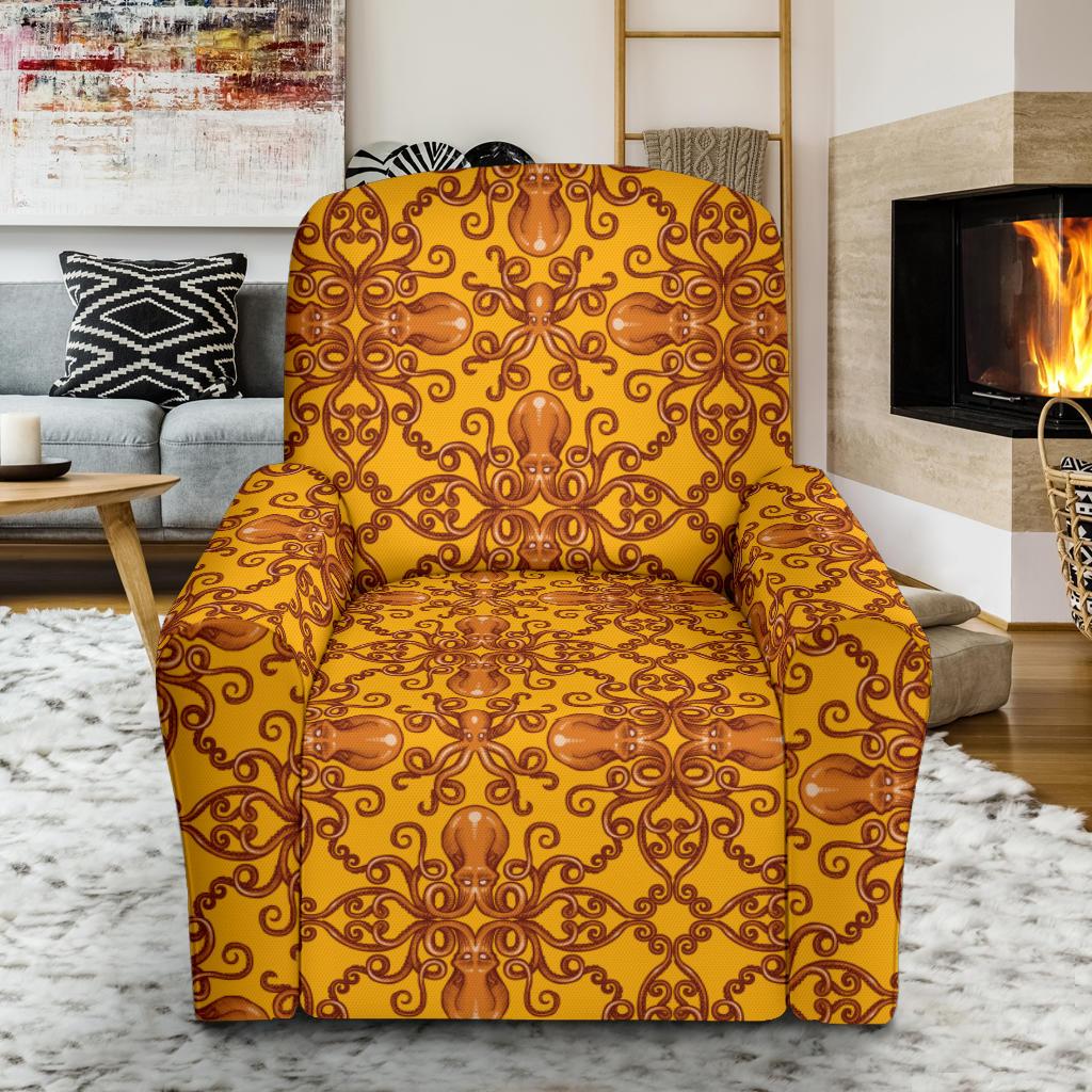 Octopus Background Design Print Single Sofa Slipcover -JTAMIGO.COM